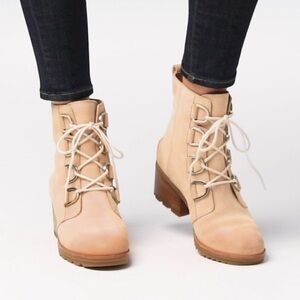 SOREL Women's Cate Lace-Up Suede Leather Tan Ankle Boots 9.5
